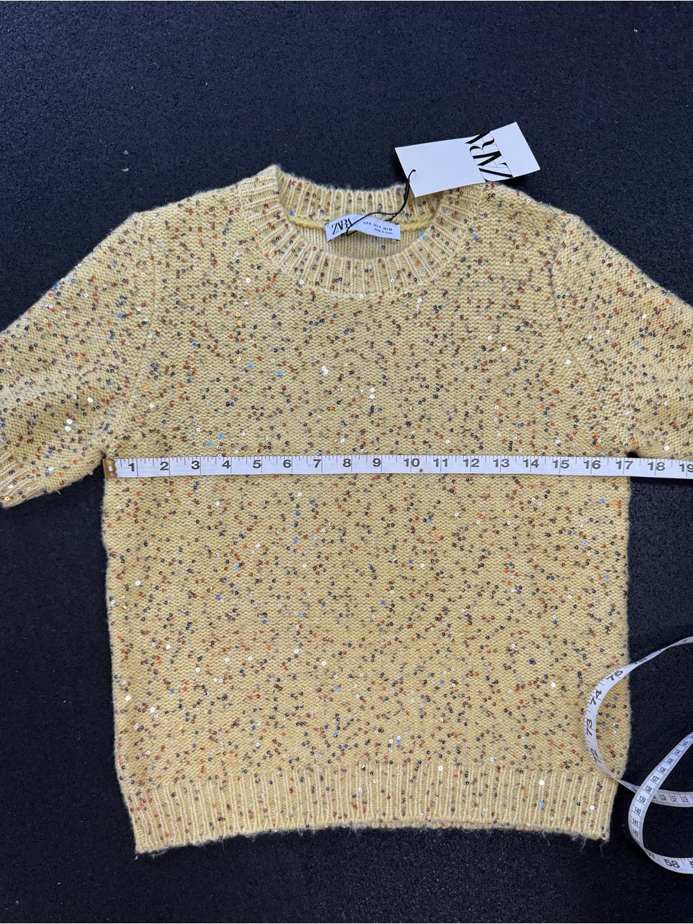 NWT Zara Yellow Sequin Sweater Top Size Small - Picture 5 of 5